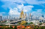 Beautiful Cityscape Of Bangkok And Highway Bridge In Thailand Stock Photo