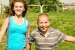 Children Having Fun Outdoor Stock Photo