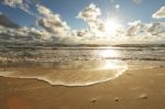 Sea Sunset On The Beach Stock Photo