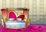 Cartoon  Illustration Interior Valentine Room With Separated Layers Stock Photo