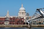 Millennium Bridge And St Pauls Cathedral Stock Photo