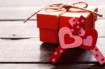 Heart And Box On Wooden Stock Photo