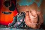 Old Hat And Shoes On In Tourism Stock Photo