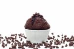 Muffin With Chocolate Chips Stock Photo