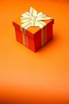 Orange gift box Stock Photo