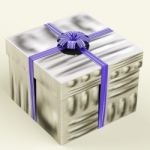 Silver Gift Box With Ribbon Stock Photo