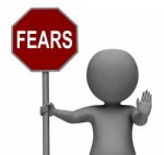 Fears Stop Sign Shows Stopping Afraid Scared Nervous Stock Photo