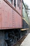 Image With The Old Wagons Of The Train Stock Photo