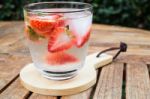 Close-up Glass Of Strawberry Infused Water Stock Photo