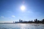 Chicago's Frozen Lake Michigan In January Stock Photo