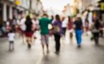 Blurred People Walking On The Street Stock Photo