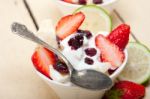 Fruit And Yogurt Salad Healthy Breakfast Stock Photo