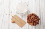 Almond Milk Organic Healthy Nut Vegan Vegetarian Drink Stock Photo