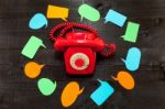 The Telephone And The Speech Ballons Stock Photo