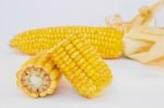 Whole And Halve Corncobs Stock Photo