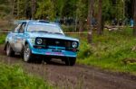 J. Coleman Driving Ford Escort Stock Photo