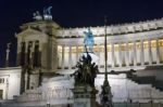 Altare Della Patria Illuminated At Night Stock Photo