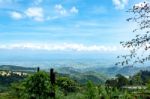 The Beauty Of The Sky When Light Hits The Clouds And Mountain Stock Photo