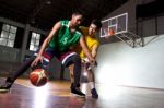 Basketball Player Stand Stock Photo