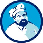 Baker Chef Cook Bearded Circle Retro Stock Photo