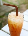 Iced Tea With Straw Stock Photo