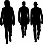 Silhouette Guys Walking Stock Photo