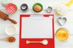 Baking Background With Clipboad Stock Photo