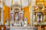 Main Altar In Santo Domingo Church, Cartagena De Indias, Bolivar Stock Photo