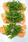 Fresh Salmon Carpaccio Stock Photo