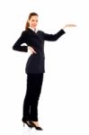 Businesswoman Raising Hand Stock Photo