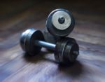 Horizontal Vintage Ussr Dumbbells Stock Photo