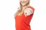 Woman Pointing You Out, Cropped Image Stock Photo