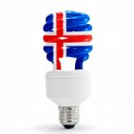 Iceland Flag On Energy Saving Lamp Stock Photo