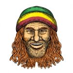 Rastafarian Dude Tattoo Color Stock Photo