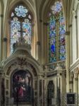 Stained Glass Windows In The Cathedral Of St Andrew In Bordeaux Stock Photo