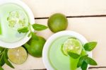 Mint Infusion Tea Tisane With Lime Stock Photo