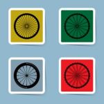 Bicycle Wheel Icon Set Stock Photo