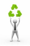 Man holding Recycling Symbol Stock Photo