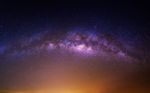 Milky Way Galaxy Over Mountain At Night, Deogyusan Mountain In South Korea Stock Photo