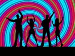 Dancing Silhouette Indicates Disco Music And Dance Stock Photo