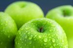 Green Apples Composition With Water Drop Stock Photo