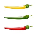 Hot Chilli Pepper Red Green Yellow Isolated Stock Photo