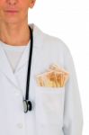 Doctor With Banknotes Stock Photo