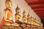 Row Of Golden Buddha Statue (selective Focused) Stock Photo