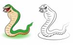 Green Snake And Outline  - Corloring Cartoon Illustration Stock Photo