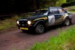 M. Conlon Driving Ford Escort Stock Photo