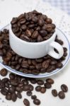 Cup Full Of Coffee Beans Stock Photo