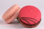 Colorful Macaroons On White Background. Macaron Or Macaroon Is S Stock Photo