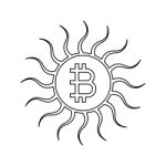 Cryptocurrency Bitcoin Sun Thin Line Flat Design Icon  Ill Stock Photo