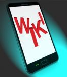 Wiki On Mobile Shows Online Information Knowledge Or Encyclopaed Stock Photo